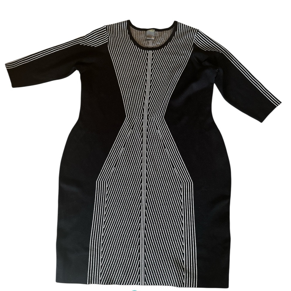 Taylor woman Black and White Striped  sweater Dress SZ 3X NWT